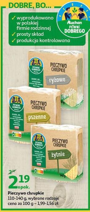 Auchan Pieczywo chrupkie ryżowe auchan pewni dobrego oferta