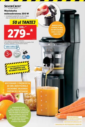 Lidl Wyciskarka wolnoobrotowa 300 w silvercrest oferta
