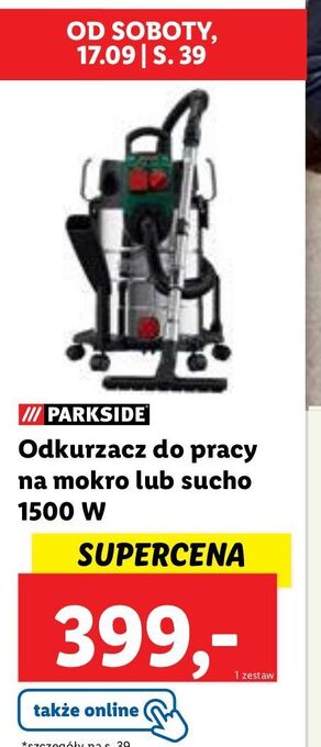 Lidl Odkurzacz do pracy na mokro i sucho 1500w parkside oferta