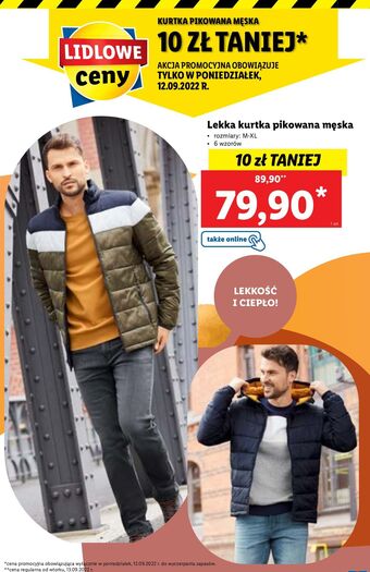 Lidl Kurtka pikowana męska m-xl livergy oferta