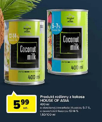 Carrefour House Of Asia Produkt roślinny z kokosa 400 ml oferta