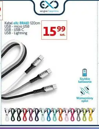 Auchan Kabel usb lightning braid 1.2 m biały exc oferta