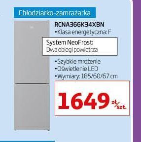 Auchan Chłodziarko-zamrażarka rcna366k34xbn beko oferta
