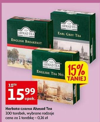Auchan Herbata ekspresowa z zawieszką ahmad tea london english breakfast oferta