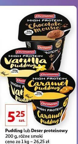 Auchan Deser wysokobiałkowy chocolate pudding ehrmann high protein oferta