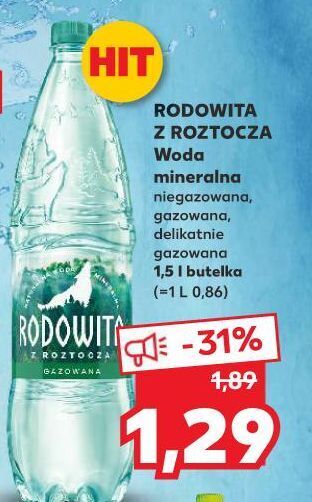 Kaufland Woda delikatnie gazowana rodowita z roztocza oferta