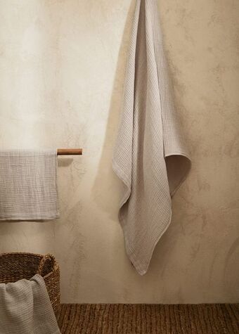 MANGO Ręcznik z gofrową fakturą z 100% lnu 90 x 150 cm oferta