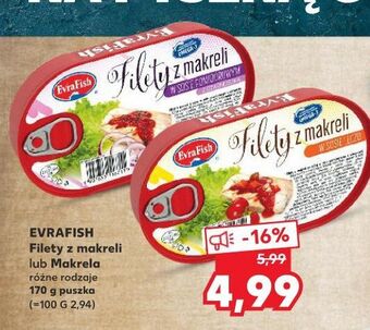 Kaufland Filety z makreli w sosie pomidorowym czarnuszką evrafish oferta