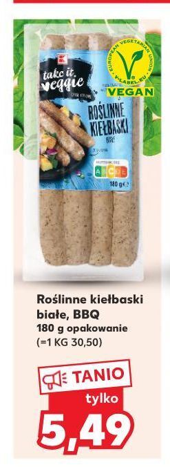 Kaufland Roślinne kiełbaski białe k-take it veggie oferta