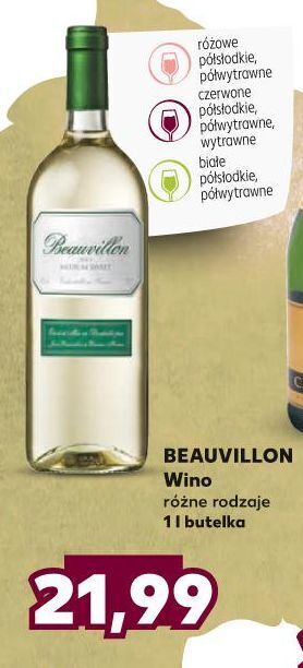 Kaufland Wino różowe półsłodkie beauvillon oferta