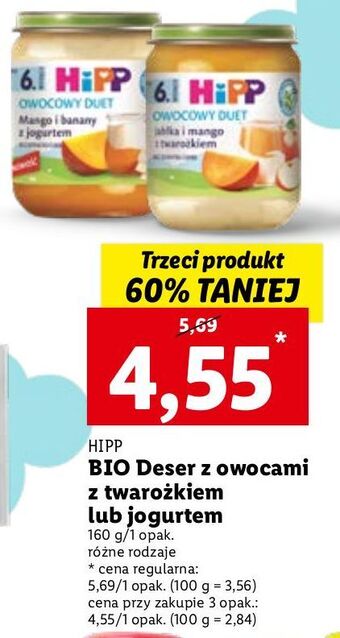 Lidl Jabłka i mango z twarożkiem hipp owocowy duet oferta