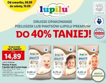 Lidl Pieluchomajtki 4 maxi lupilu pants premium oferta