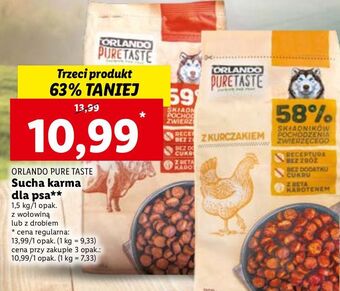 Lidl Karma dla psa z wołowina orlando pure taste oferta
