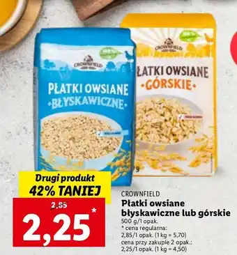 Lidl Płatki owsiane błyskawiczne crownfield oferta