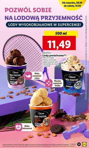 Lidl Lody creamy chocolate flavour gelatelli high protein oferta