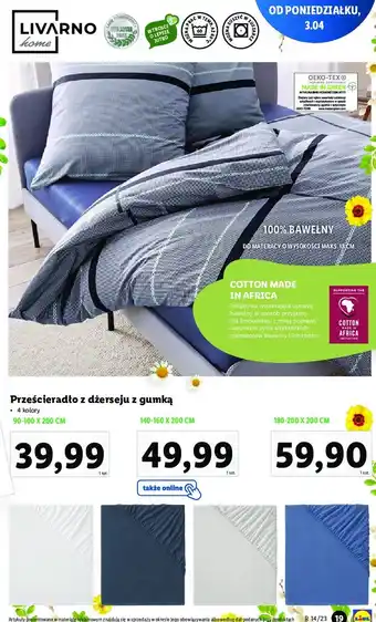 Lidl Prześcieradło jersey z gumką 180-200 x 200 cm oferta