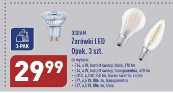ALDI Żarówki led e27 6.5w biała osram oferta