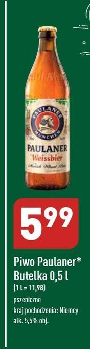 ALDI Piwo paulaner weissbier oferta