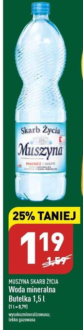 ALDI Woda wysokomineralizowana muszyna skarb życia oferta