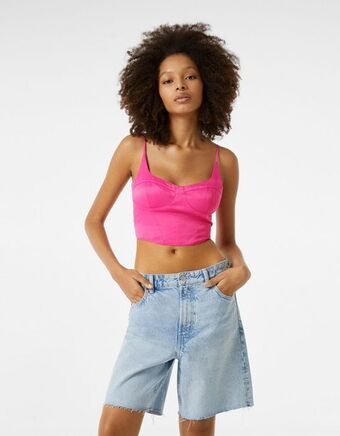 Bershka Satynowy gorsetowy top oferta
