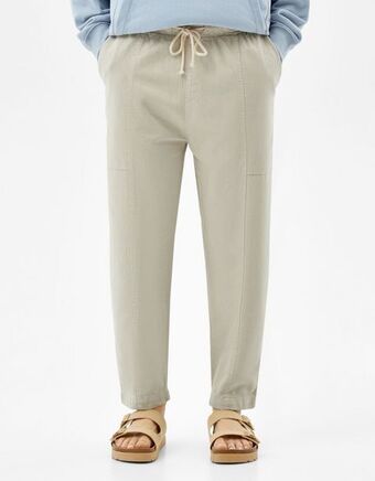 Bershka Rustykalne bawełniane spodnie o luźnym kroju oferta