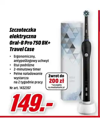 Media Markt Szczoteczka elektryczna Oral-B Pro 750 BK+ Travel Case oferta