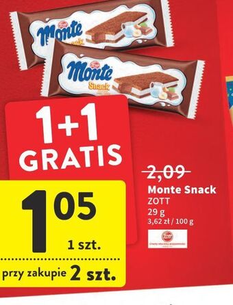 Intermarche Baton mleczny zott monte snack oferta