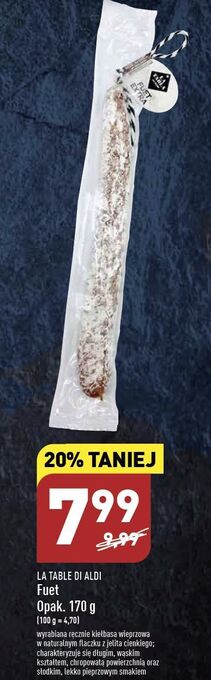 ALDI Fuet la tabla de aldi oferta