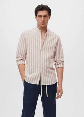 MANGO Koszula regular-fit lniana w paski oferta