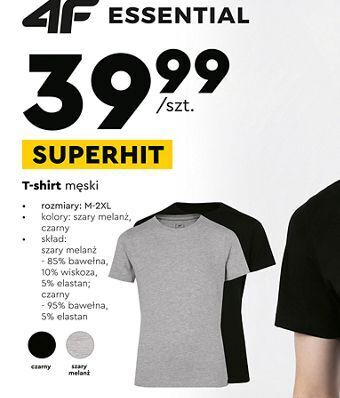 Biedronka T-shirt męski m-2xl szary melanż 4f oferta