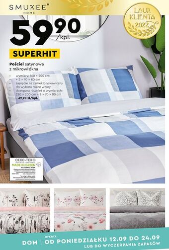 Biedronka Pościel satynowa 160 x 200 cm 2x 70 80 smukee home oferta