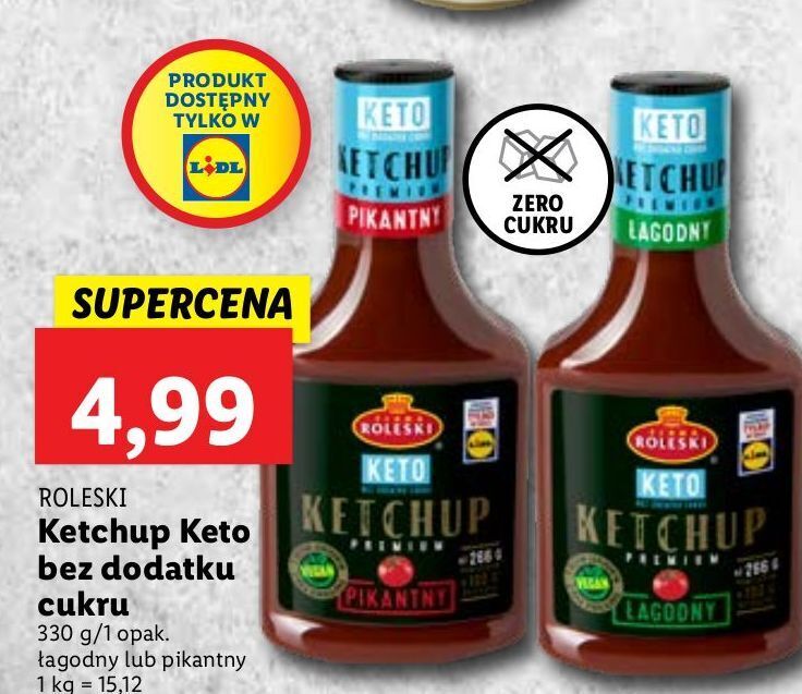 Promocja Ketchup pikantny roleski keto w Lidl