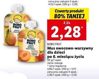 Lidl Mus jabłko morela marchewka bobo frut oferta