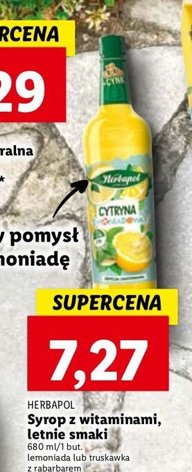 Lidl Syrop truskawka-rabarbar herbapol oferta