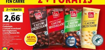 Lidl Czekolada mleczna z całymi migdałami fin carre oferta