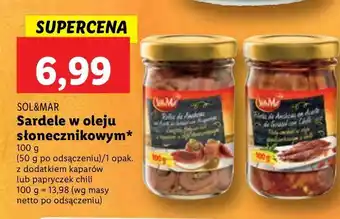 Lidl Sardele w oleju słonecznikowym z dodatkiem kaparów sol&mar oferta