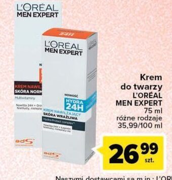 Carrefour Krem nawilżający skóra wrażliwa l'oreal men expert hydra 24h oferta