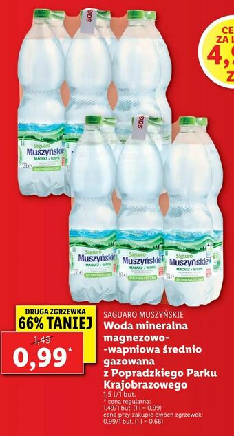 Lidl Woda mineralna magnezowo-wapniowa średnio gazowana z Popradzkiego Parku Krajobrazowego oferta