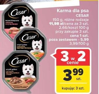 Carrefour Karma dla psa wiejski gulasz z delikatną wołowiną indykiem i ziołami cesar (karma) oferta