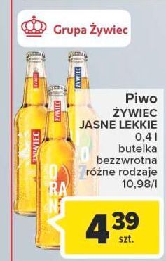 Carrefour Piwo żywiec jasne lekkie limonż oferta