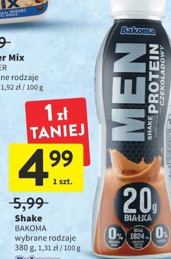 Intermarche Shake czekoladowy bakoma men protein oferta