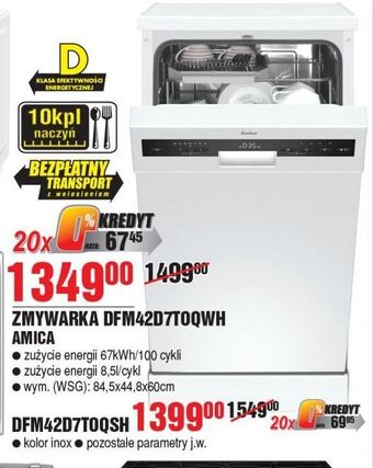 E.Leclerc Zmywarka dfm42d7toqwh amica oferta