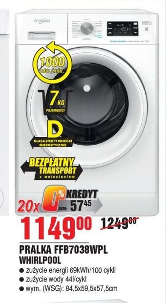E.Leclerc Pralka ffb 7038 wvpl whirlpool oferta