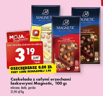 Biedronka Czekolada biała z całymi orzechami laskowymi magnetic oferta