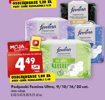 Biedronka Podpaski higieniczne maxi plus ze skrzydełkami femina ultra oferta