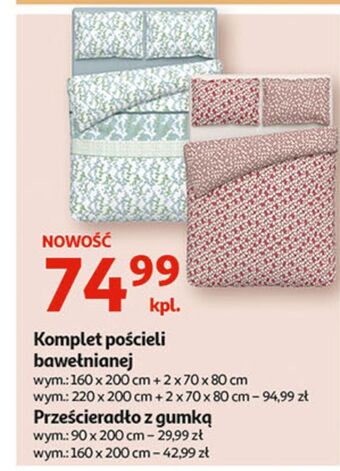 Auchan Komplet pościeli bawełnianej 220 x 200 cm + 2 70 80 oferta