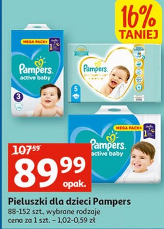 Auchan Pieluszki dla dzieci midi pampers active baby oferta