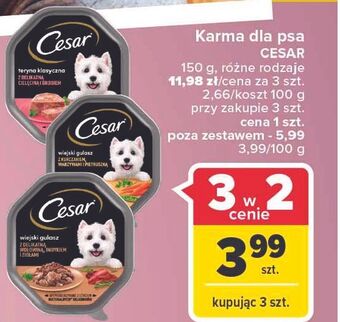 Carrefour Karma dla psa teryna klasyczna z delikatną cielęciną i drobiem cesar (karma) oferta