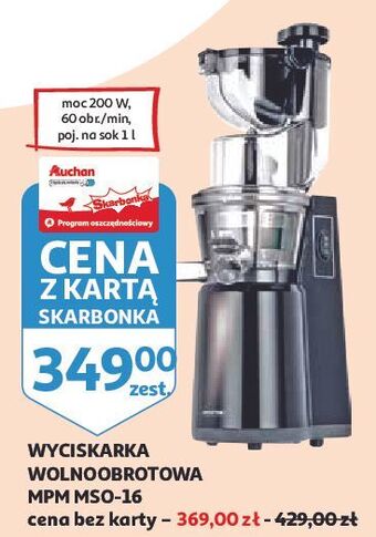 Auchan Wyciskarka wolnoobrotowa mso16 mpm product oferta