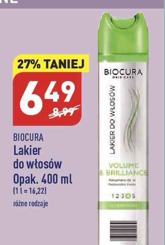 ALDI Lakier do włosów volume & brilliance ultra strong 4 biocura oferta